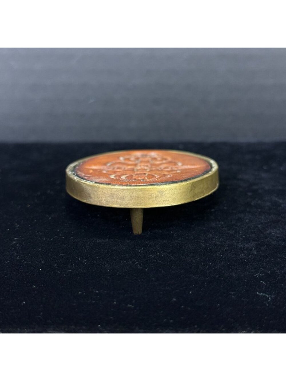 Vintage BTS Solid Brass & Leather Belt Buckle Oval Design Made In USA - Picture 3 of 10
